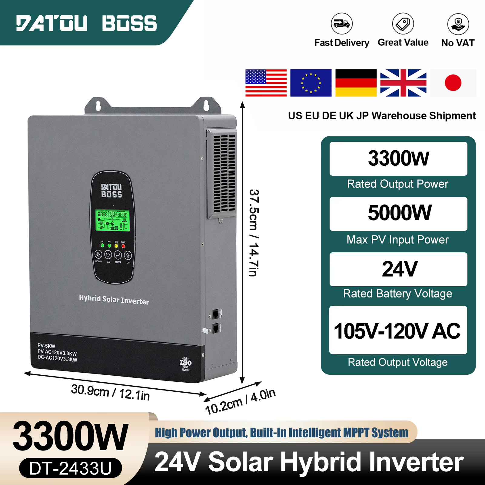 Drone Solar Charger - DATOUBOSS 3300W 24V Solar Inverter Pure